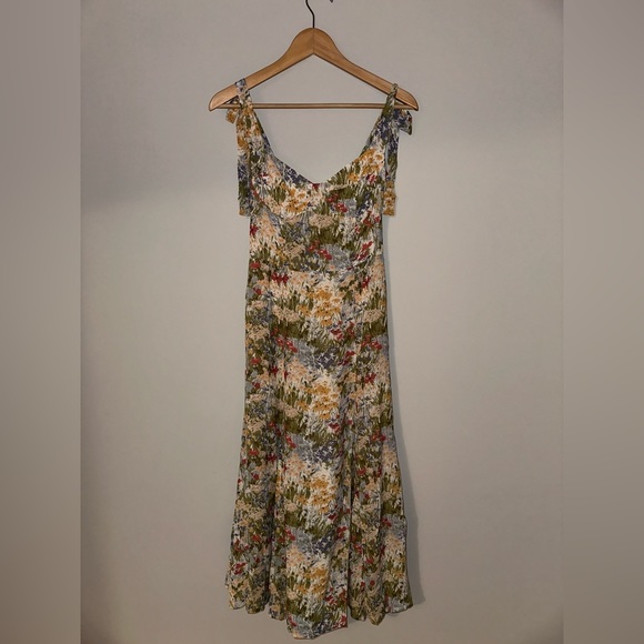 NEW Reformation Nadira Midi Dress in Countryside Green Yellow Floral | size 6 - Picture 9 of 13